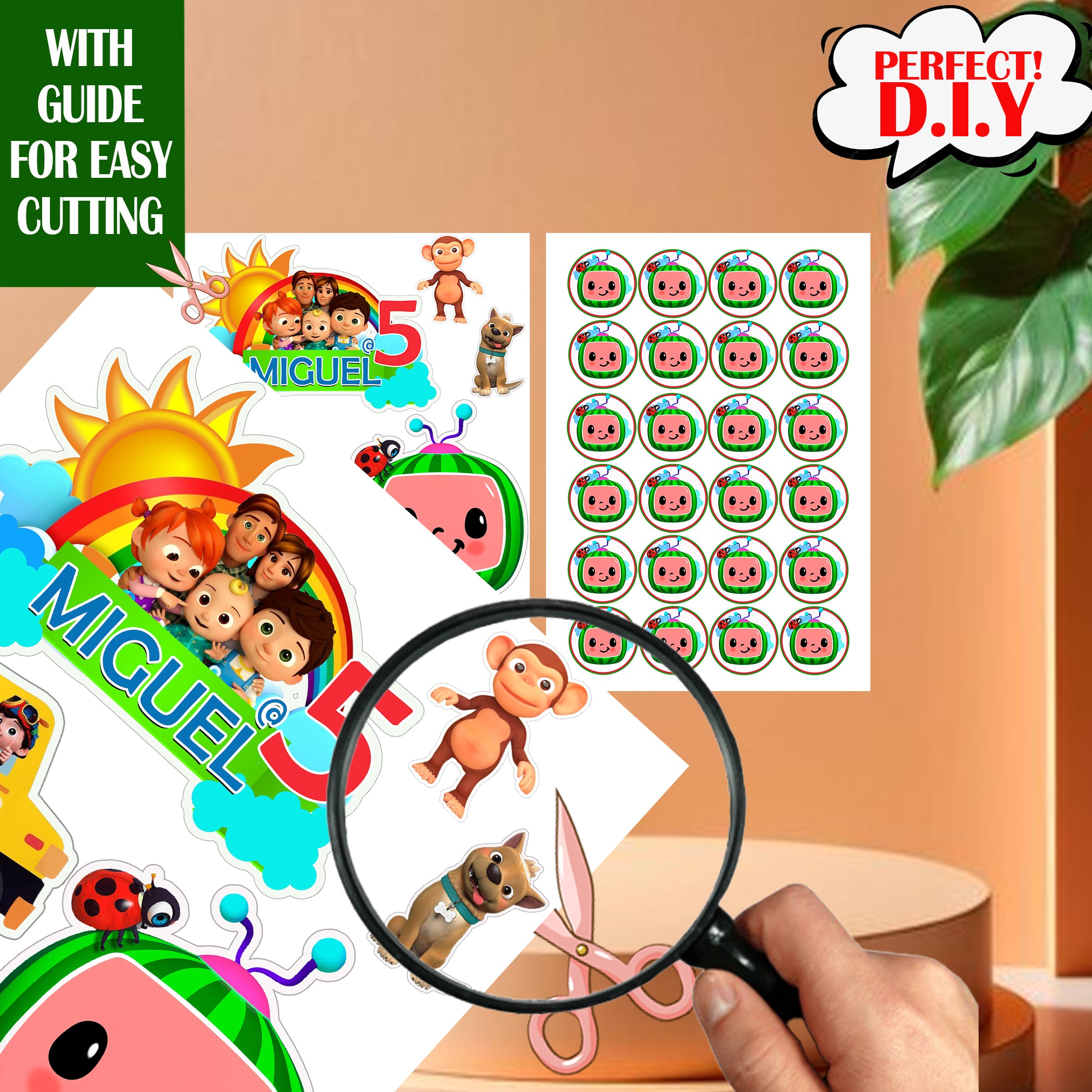 🎉 Editable Cocomelon Cake Topper – Instant Download Party Decor