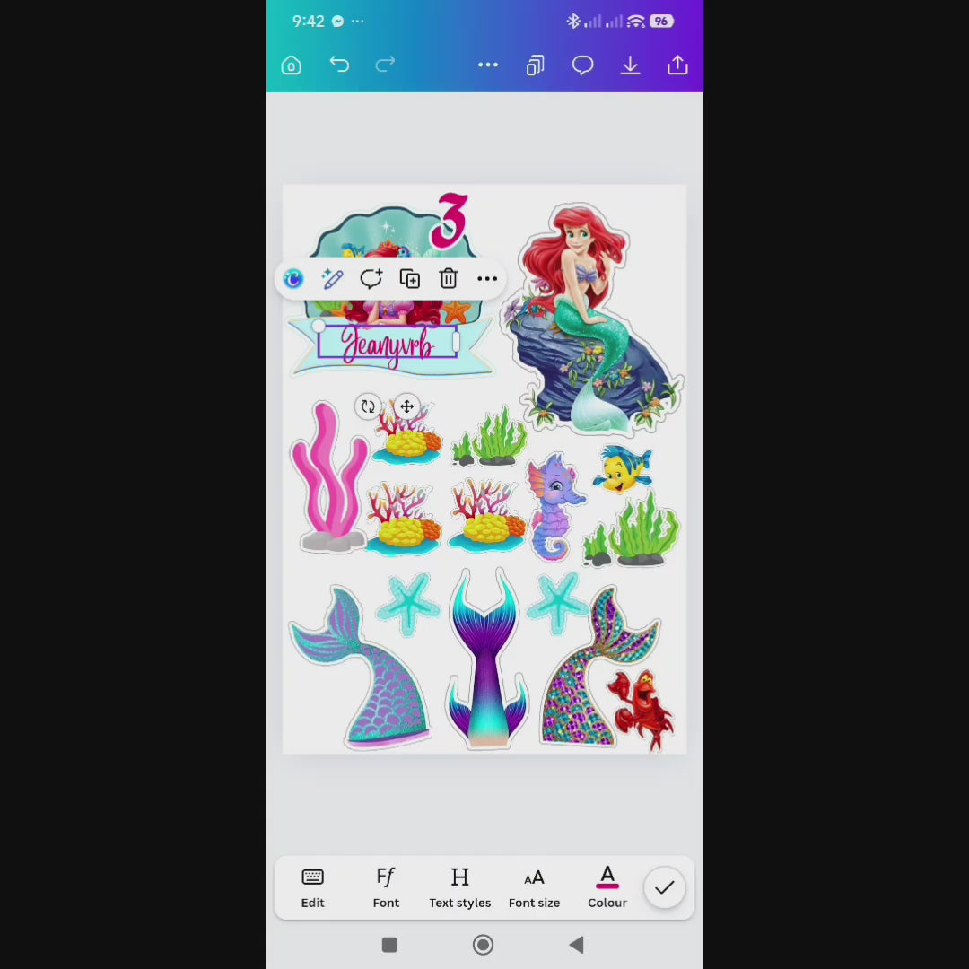 Princess Cake Topper | Little Mermaid Birthday Party Decor (Digital Download)