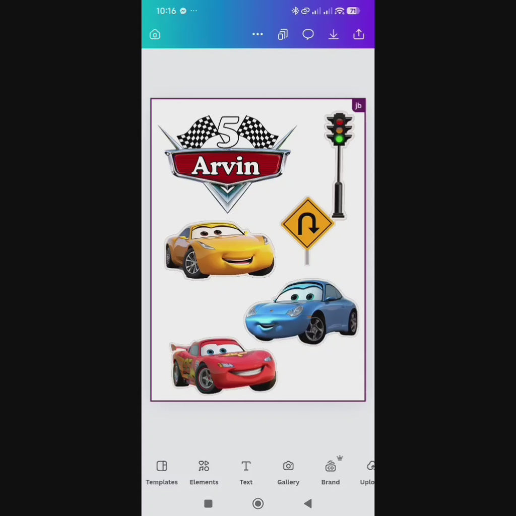 Personalized Racing Theme Cake Topper | Editable Canva Template | Fast Cars Birthday