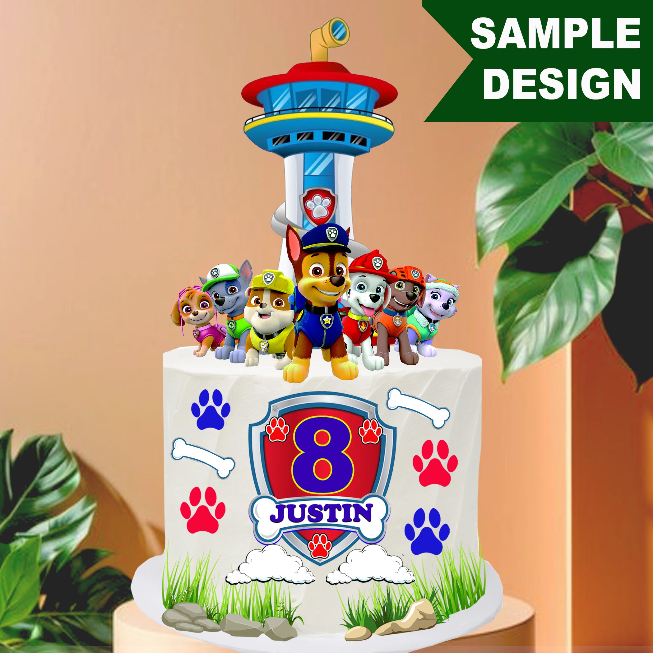 Paw Patrol Cake Topper, Editable Birthday Party Decoration (Instant Download)