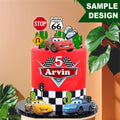 Personalized Racing Theme Cake Topper | Editable Canva Template | Fast Cars Birthday