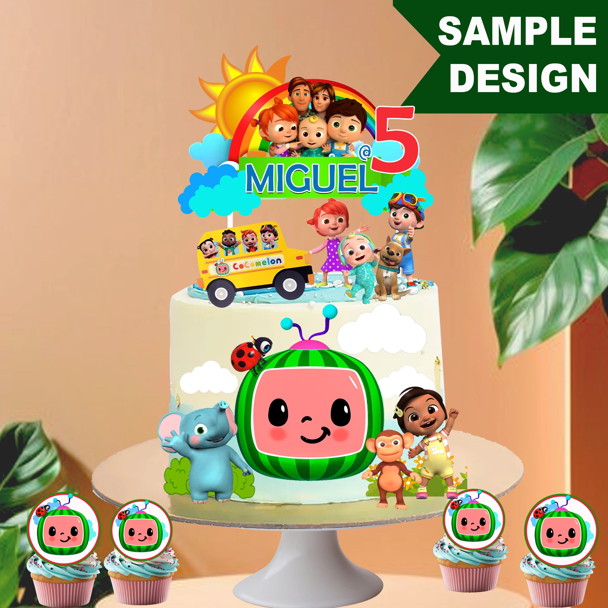 🎉 Editable Cocomelon Cake Topper – Instant Download Party Decor